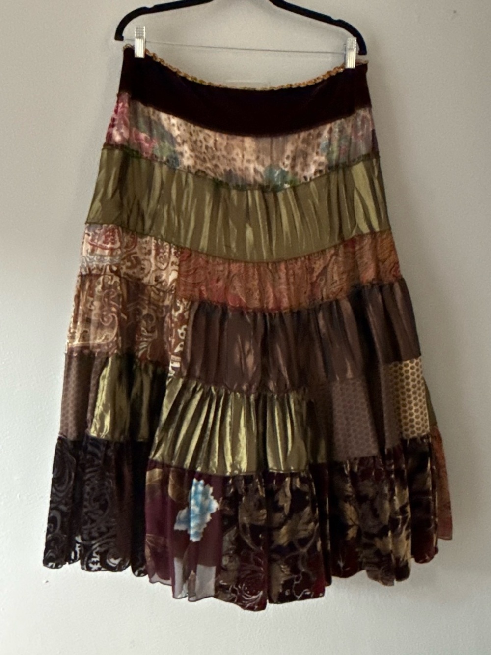 VTG Caché Patchwork Tiered Maxi Skirt Tulle Slip Size 12 - Picture 2 of 10